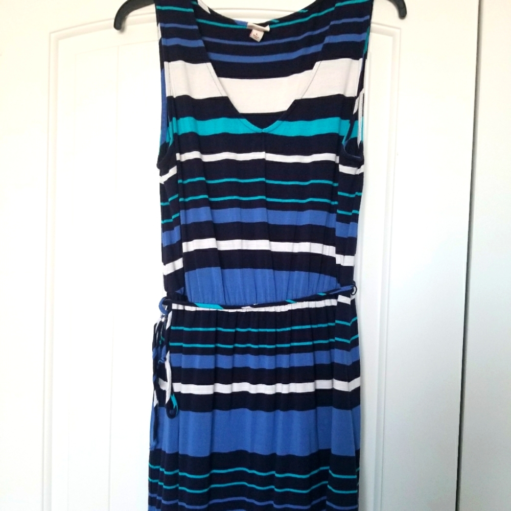 Strapless blue striped dress 🦋